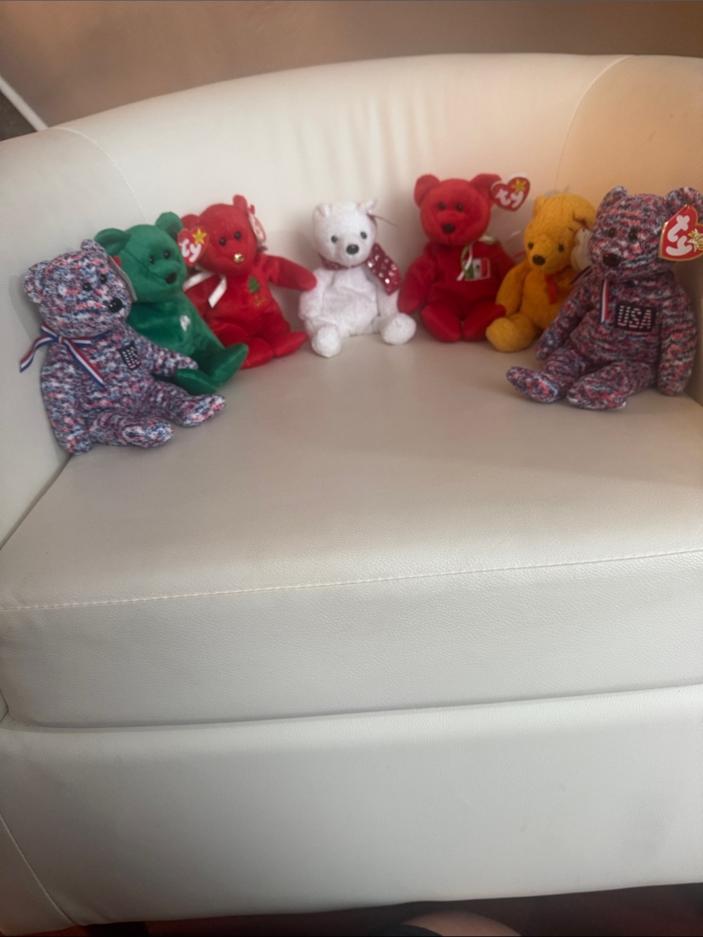 Ty Beanie Bears Plush Set - Red, Green, White, Yellow, Multicolor